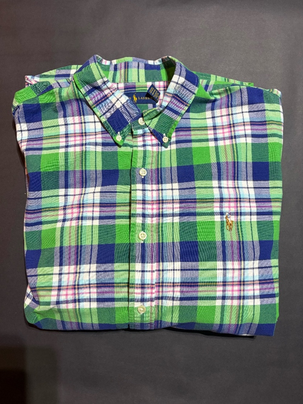 Men's Ralph Lauren Plaid Button-down in blue and green (Size XXL)